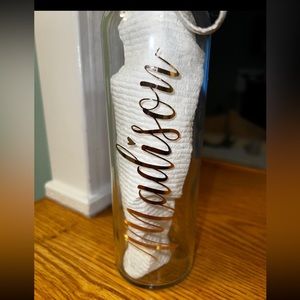 "Madison" name logo glass water bottle label can peel off